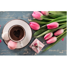 Алмазная мозаика Кофе и тюльпаны ASH018