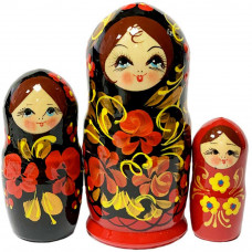 Дер. Матрешка 3 в 1 большая Цветы, Эскиз 03, Розы М03130303  