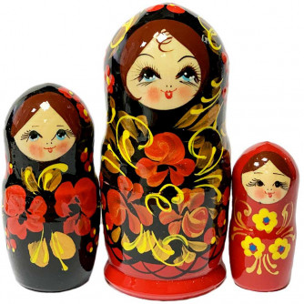 Дер. Матрешка 3 в 1 большая Цветы, Эскиз 03, Розы М03130303  