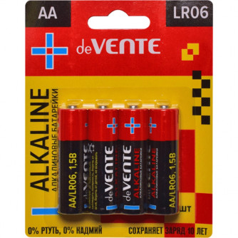 Батарейка deVente AA (LR06) пальчик., щелочная, блист.4шт. (цена за шт) 9010106 Батарейка deVente AA (LR06) пальчик., щелочная, блист.4шт. (цена за шт) 9010106