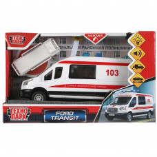Пластиковая модель Технопарк Ford Transit Скорая помощь TRANSITVAN-16PLAMB-WH