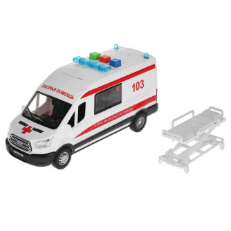 Пластиковая модель Технопарк Ford Transit Скорая помощь TRANSITVAN-16PLAMB-WH
