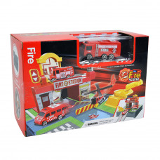 Игровой набор Fanjia toys Парковка-чемоданчик Станция пожарных HJFJ635