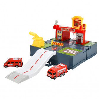Игровой набор Fanjia toys Парковка-чемоданчик Станция пожарных HJFJ635