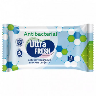 Салфетки влажные Ultra Fresh Antibacterial 15 штук
