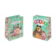 Пакет подарочный глянцевый Маша и Медведь м,140 гр/м2 ЧУДО ПРАЗДНИК PM-100033-MM (144)  