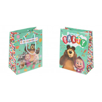 Пакет подарочный глянцевый Маша и Медведь м,140 гр/м2 ЧУДО ПРАЗДНИК PM-100033-MM (144) Пакет подарочный глянцевый Маша и Медведь м,140 гр/м2 ЧУДО ПРАЗДНИК PM-100033-MM (144)