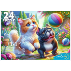 МАКСИ-ПАЗЛЫ 24 элемента. КОТ И ЩЕНОК С МЯЧОМ (арт. УК24-0210)   