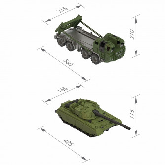 Автомобиль Военный тягач Щит с танком 258