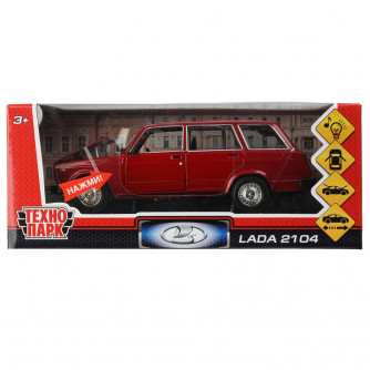 Машина металл свет-звук LADA 2104, 17 см, дв., кап., баг., инер.,крас., кор. Технопарк в кор.2*12шт VAZ-2104-DR