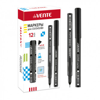 Маркер перманентный deVente ЧЕРНЫЙ 0.5мм, игольчатый, линер, для CD/DVD/BD 5041800   