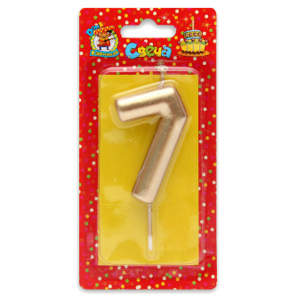 Свеча для торта Золотая Цифра 7 С-1805