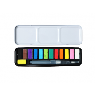 Краски акварельные 12 цветов в кюветах, с кистью   9630203