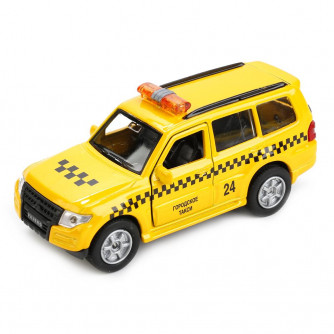 ТМ ТЕХНОПАРК. МЕТАЛЛ MITSUBISHI PAJERO ТАКСИ 12 СМ, ОТКРЫВ.ДВЕРИ, ИНЕРЦ. В КОР. в кор.2*24шт SB-17-61-MP(T)-WB