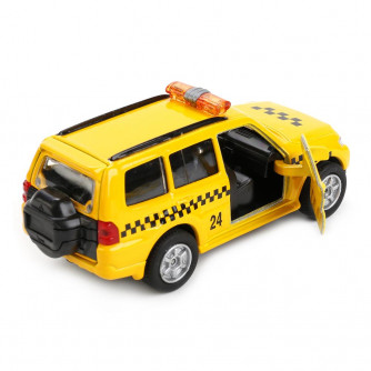 ТМ ТЕХНОПАРК. МЕТАЛЛ MITSUBISHI PAJERO ТАКСИ 12 СМ, ОТКРЫВ.ДВЕРИ, ИНЕРЦ. В КОР. в кор.2*24шт SB-17-61-MP(T)-WB