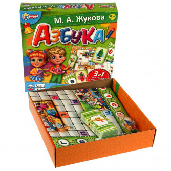 Азбука. М. А. Жукова. Обучающая настольная игра 3в1. 250*250*55мм. Умные игры 4680107987563  