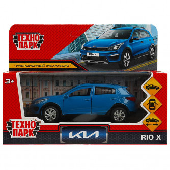 Машина металл KIA RIO X длина 12 см, двери, багаж, инерц, синий, кор. Технопарк XLINE-12-BU