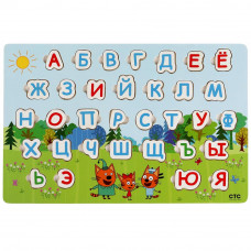 Деревянная рамка-вкладыш Буратино Алфавит Три кота 1041-CATS