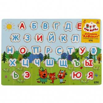 Деревянная рамка-вкладыш Буратино Алфавит Три кота 1041-CATS