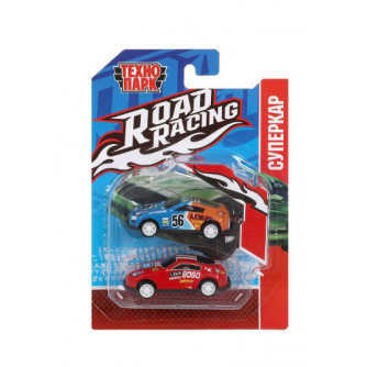 Машина металл ROAD RACING набор 7,5см, 2 шт,металл,в ассорт блистер Технопарк RR-SET-0135-R (480)   