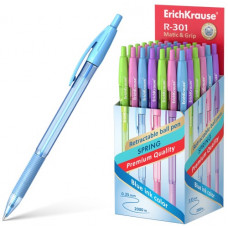 Ручка шариковая автоматическая Erich Krause R-301 Spring Matic&Grip синяя 58091