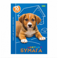 Цветная бумага А4, 16л 16цв на скрепке, газетная, Hatber ECO 