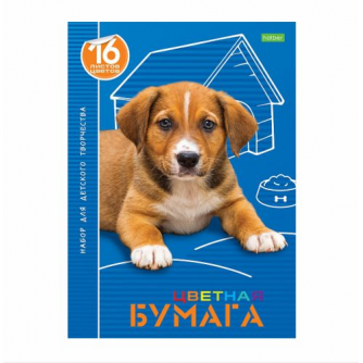 Цветная бумага А4, 16л 16цв на скрепке, газетная, Hatber ECO 