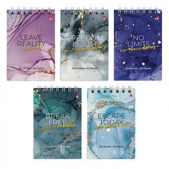 Блокнот А7 40л.кл.скрепка,картон.обл.Альт, 