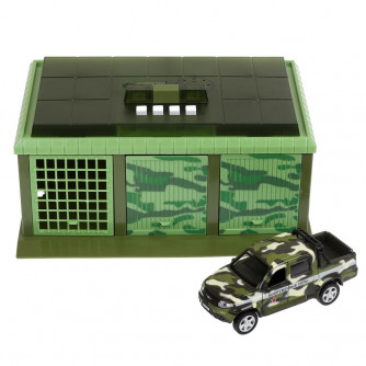 Игрушка пластик свет-звук ВОЕННАЯ БАЗА 22 см, UAZ PICKUP, КАМУФЛЯЖ, кор. Технопарк GARAGE-22SL1XCAR-MIL (36)