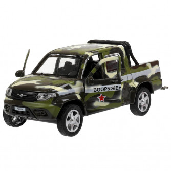 Игрушка пластик свет-звук ВОЕННАЯ БАЗА 22 см, UAZ PICKUP, КАМУФЛЯЖ, кор. Технопарк GARAGE-22SL1XCAR-MIL (36)